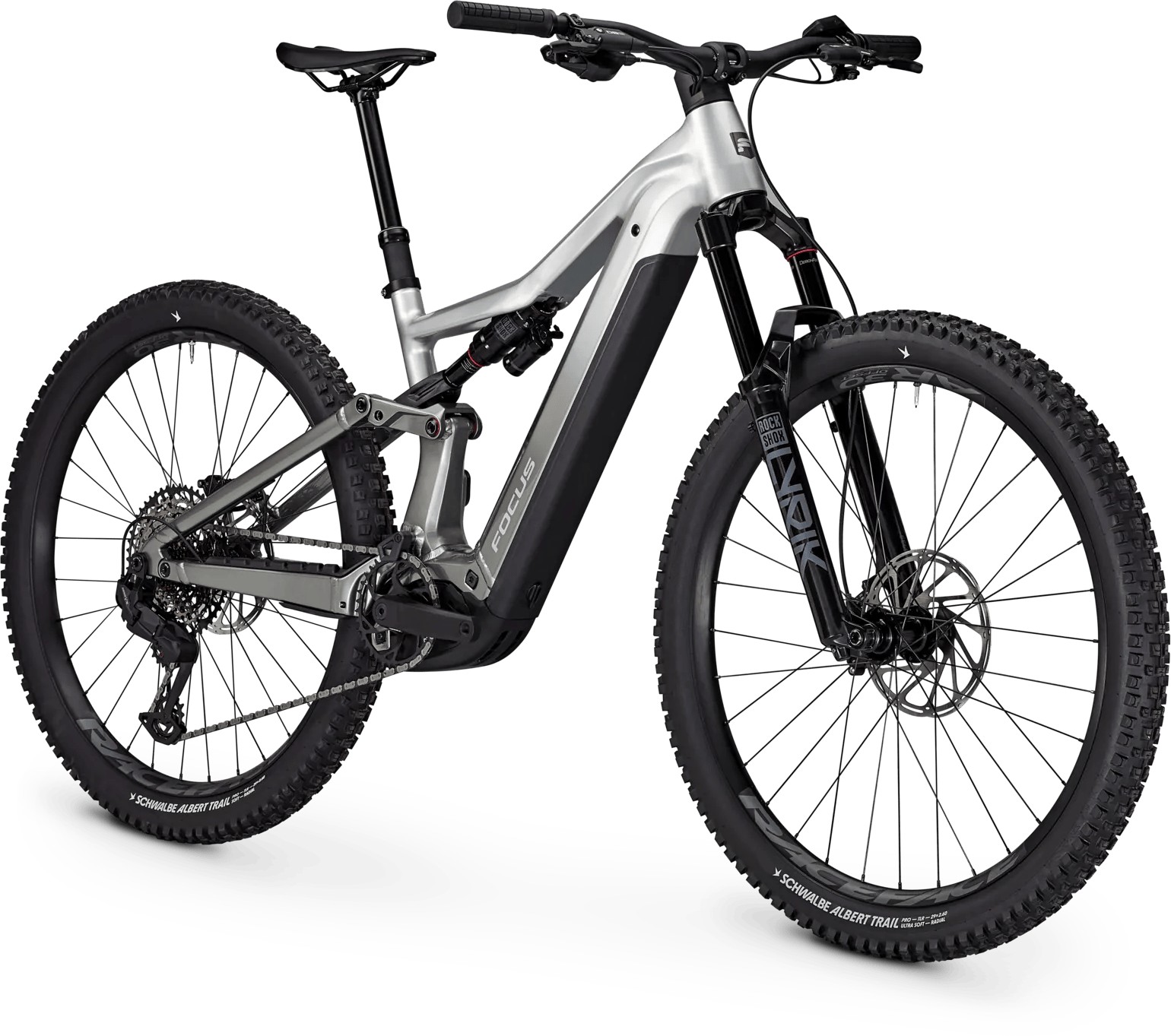 Focus Jam 6 8 in Silver RockShox Lyrik Select fork and wide handlebar