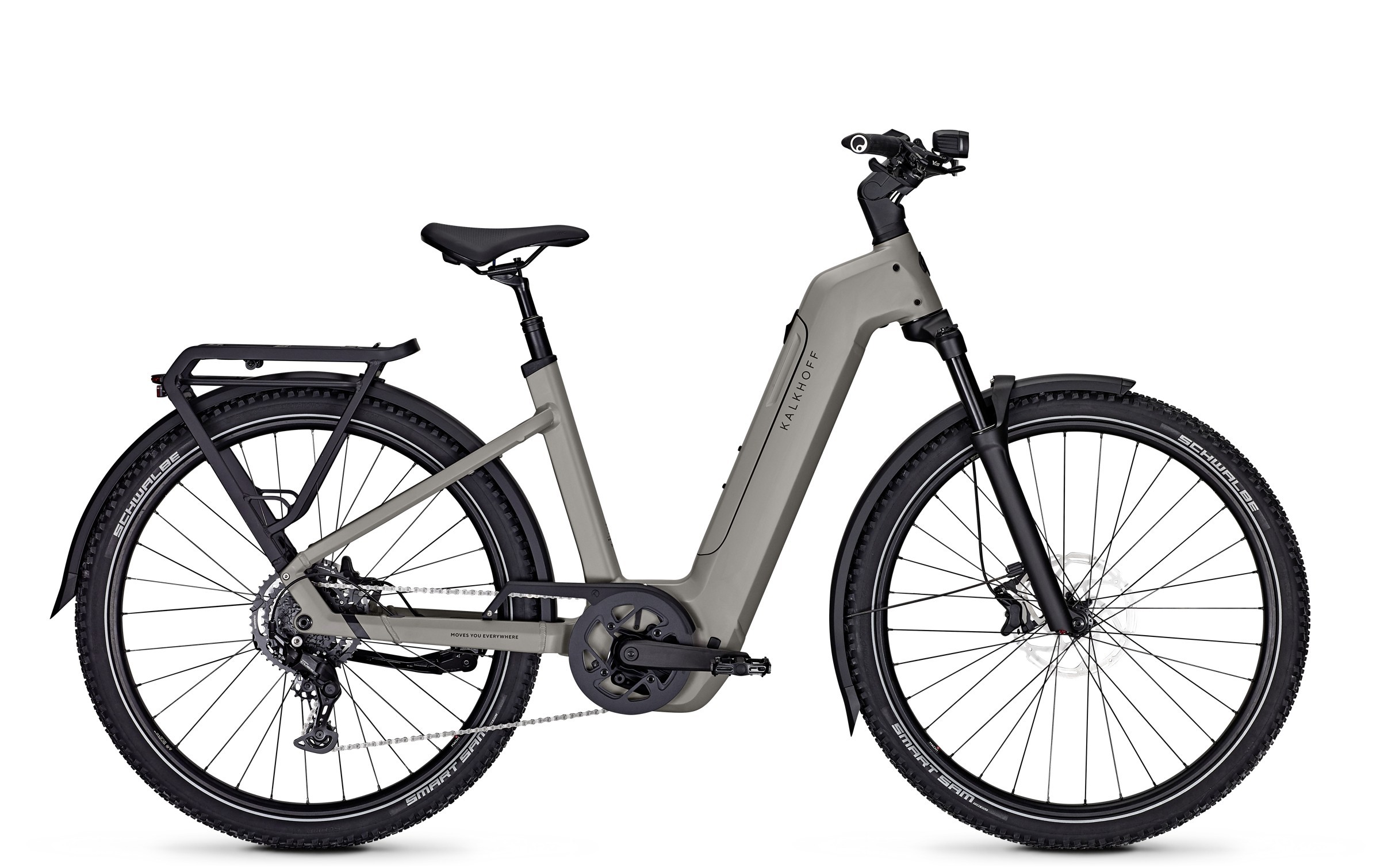 Kalkhoff Entice 5 B Move step through ebike in moonstone grey side view